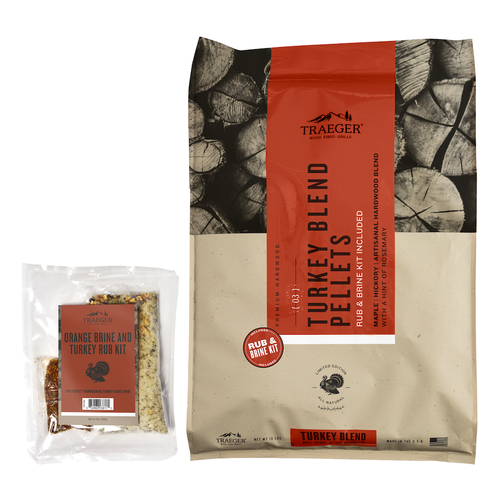 Turkey Blend Wood Pellets with Brine & Rub Kit